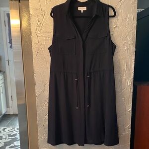 Gibson Latimer Sleeveless Drawstring Midi Dress - Navy